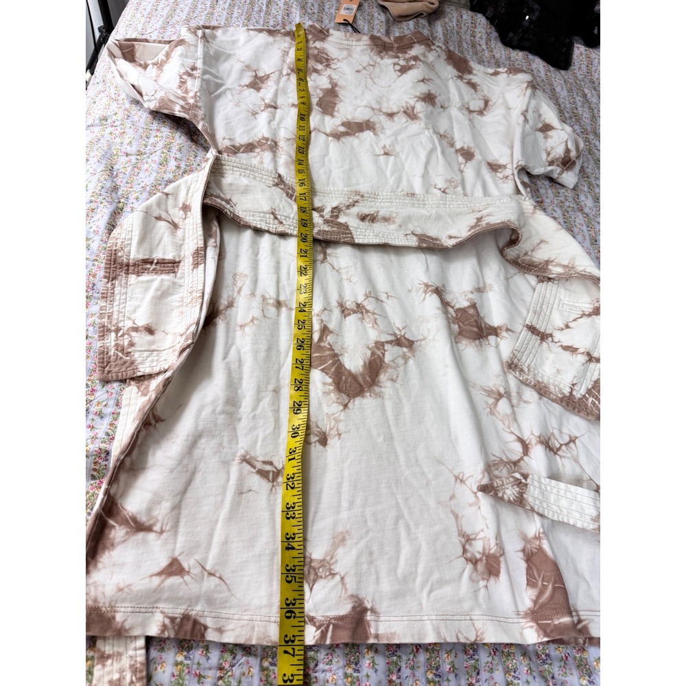 Rebecca Minkoff Marta Dress Khaki Bleach Tie Dye Cotton Belted Mini Dress Large - Picture 11 of 11